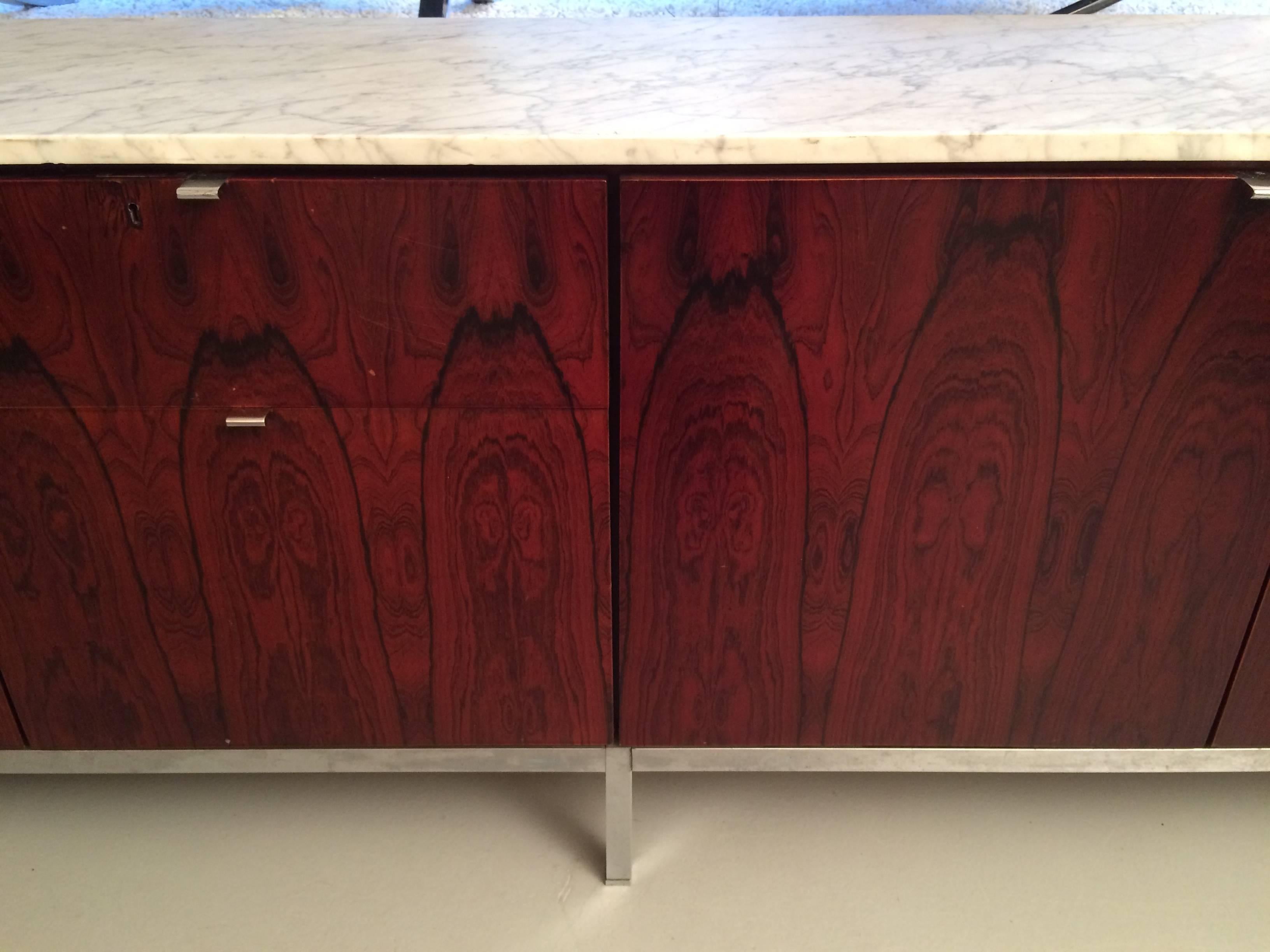 Mid-20th Century Florence Knoll Rosewood and Marble Sideboard