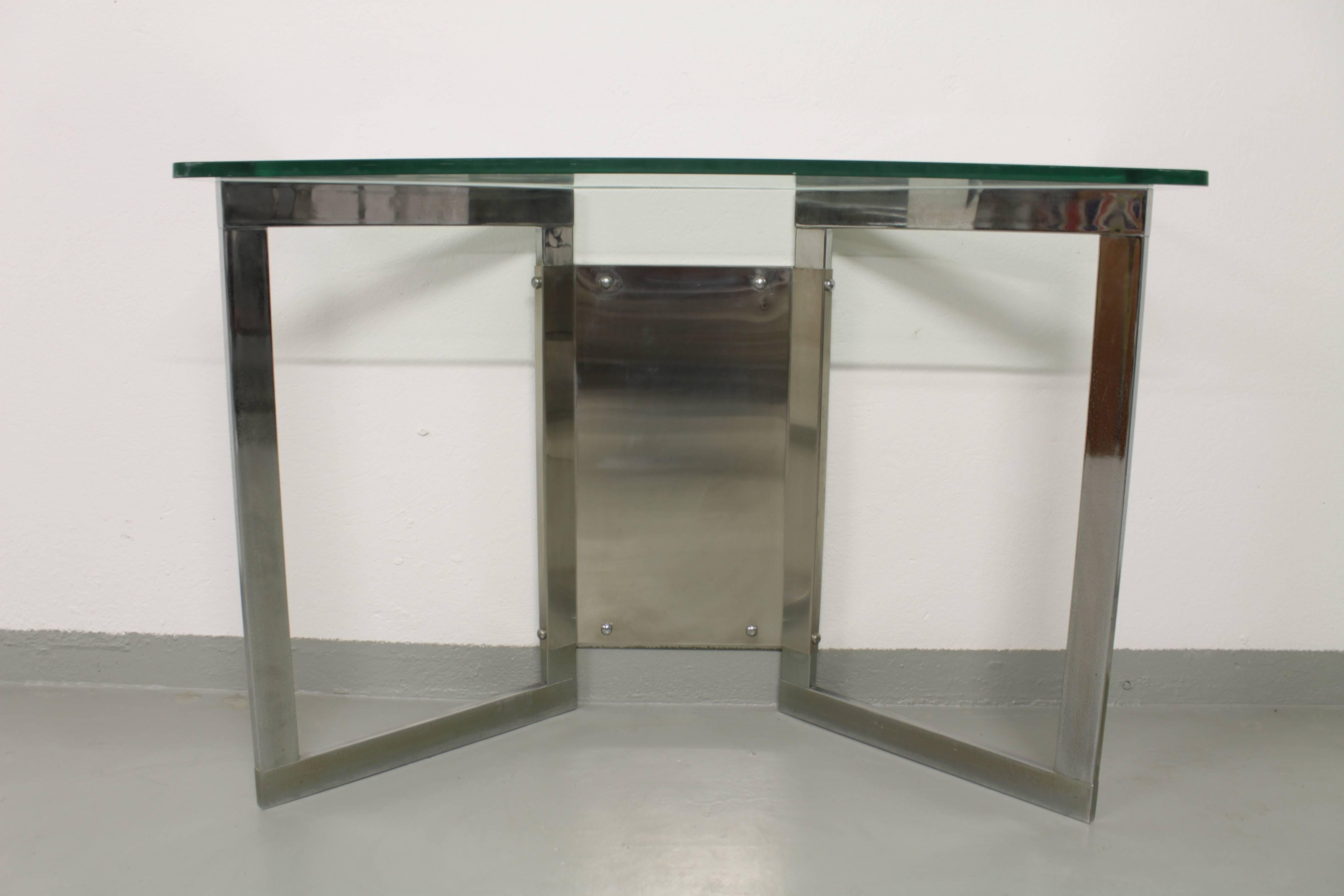 European 1970s Glass and Steel Console
