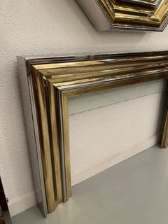 Vintage Chrome & Brass Fireplace frame by Sandro Petti for Maison Jansen 1970s