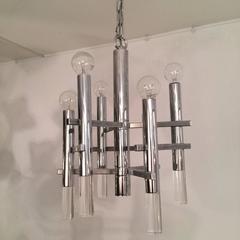 Gaetano Sciolari Elegant Chrome and Acrylic Chandelier