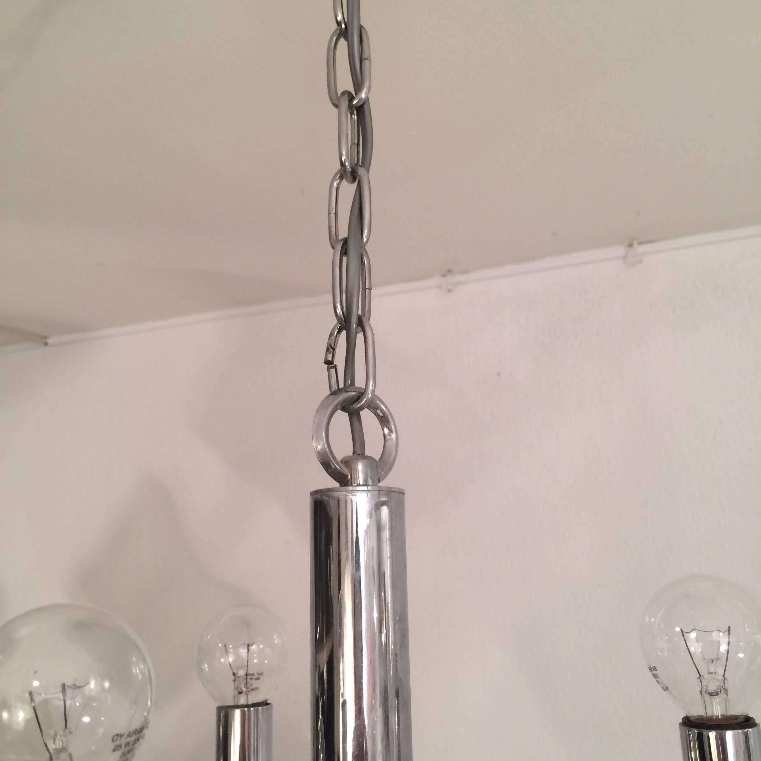 Italian Gaetano Sciolari Elegant Chrome and Acrylic Chandelier For Sale