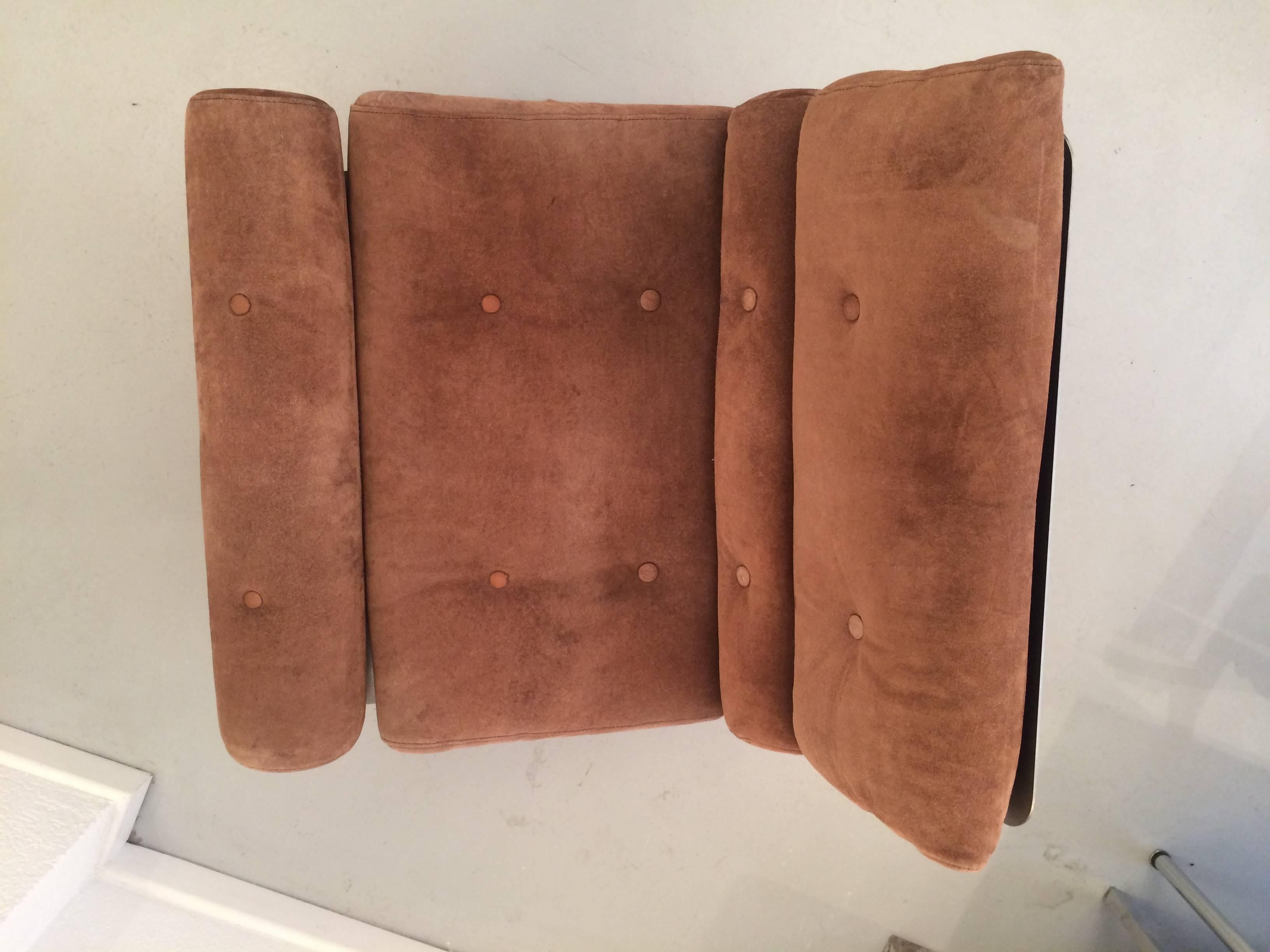 François Monnet Steel and Suede Lounge Chair 2