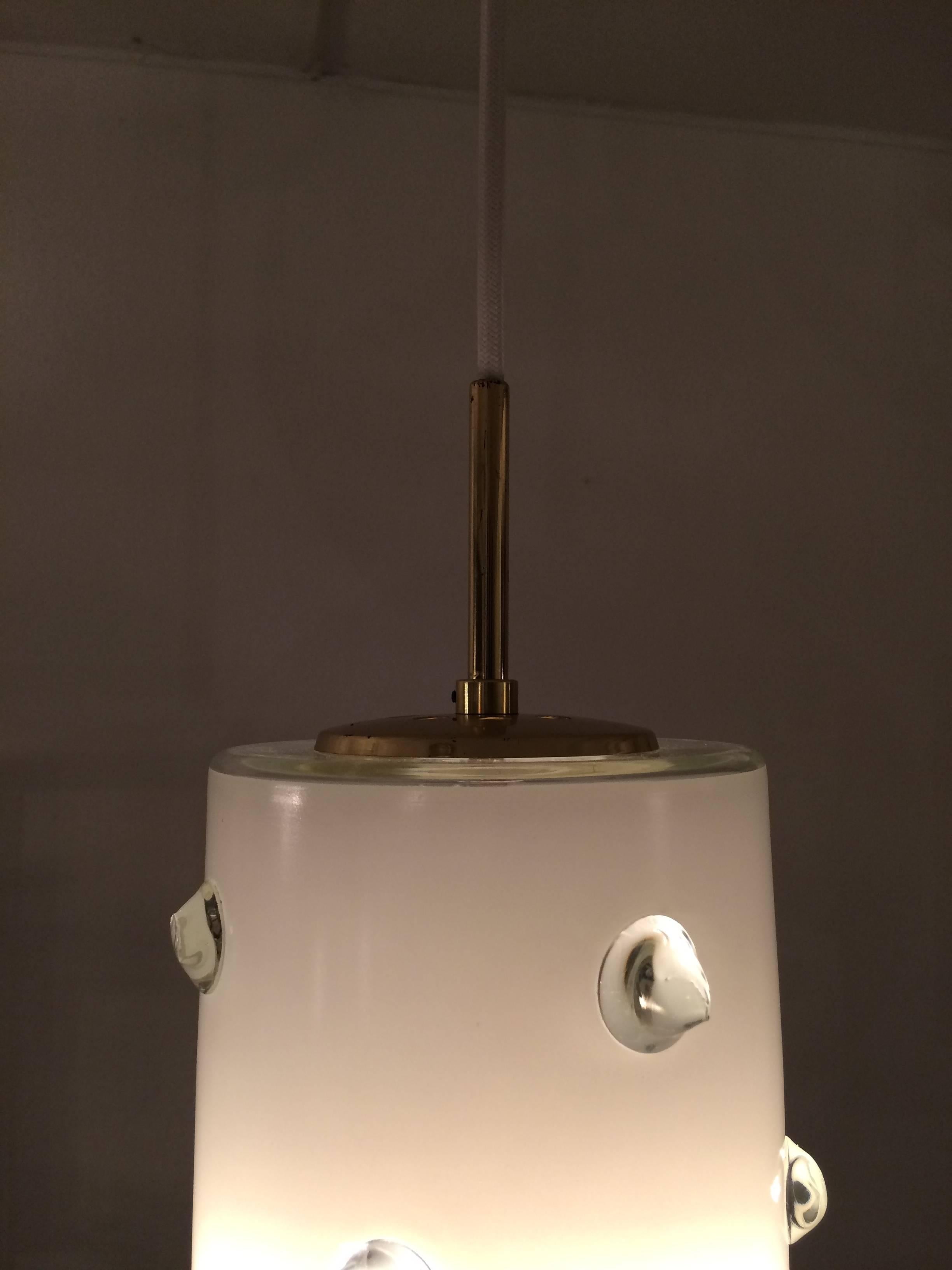 Vistosi Glass and Brass Pendant Lamp In Excellent Condition For Sale In Geneva, CH