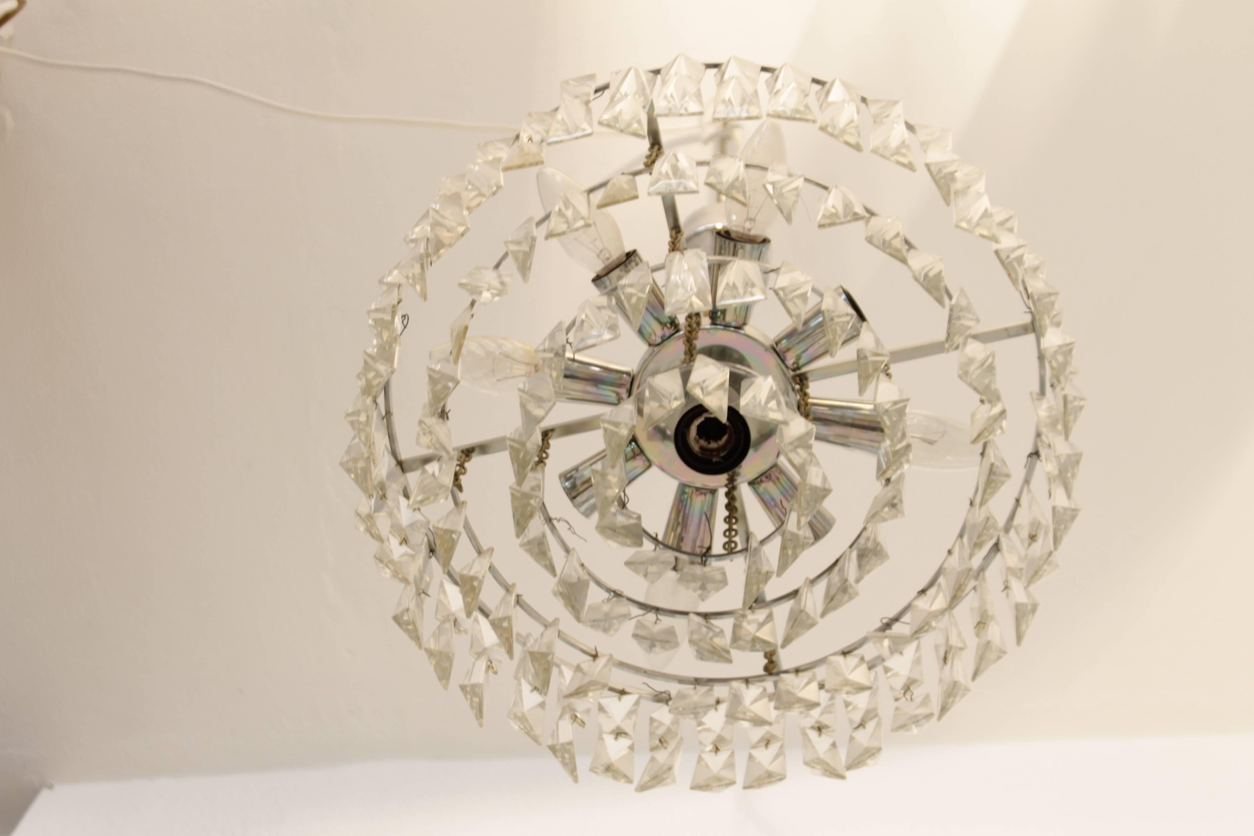 Mid-20th Century Pair of Bakalowits and Sohne Crystal Chandelier
