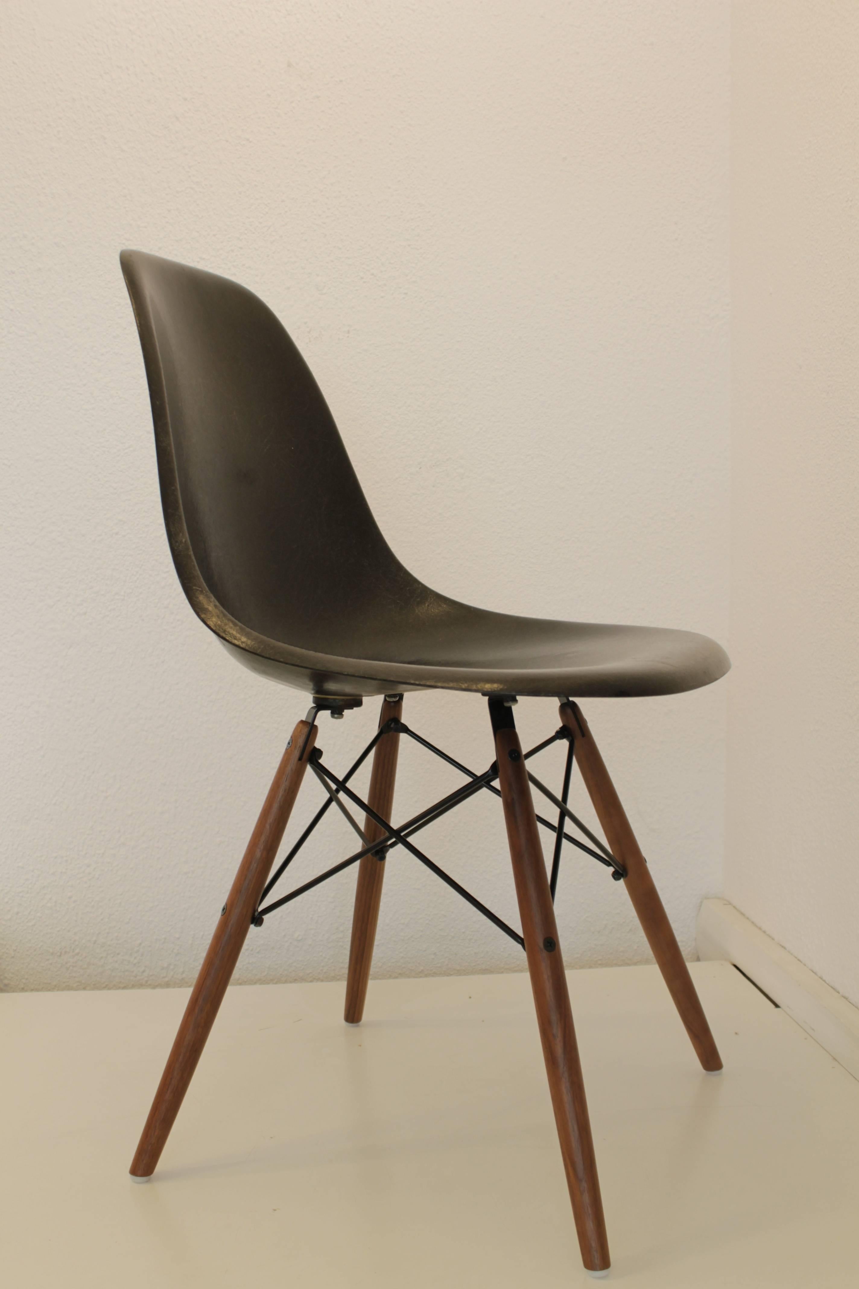 American Black Fiberglass Eames Chairs by Herman Miller