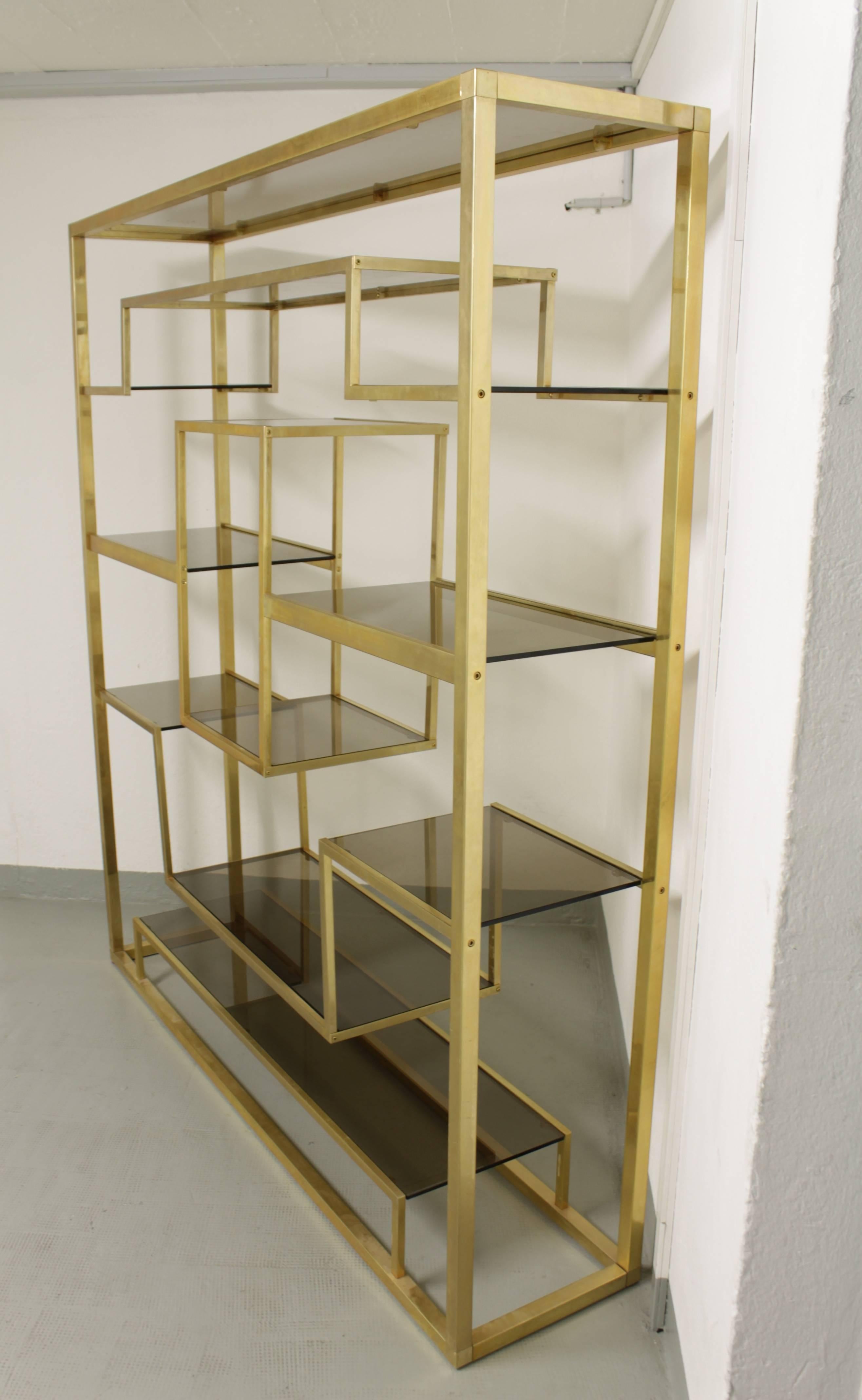 Brass and Glass Shelf by Romeo Rega In Excellent Condition In Geneva, CH