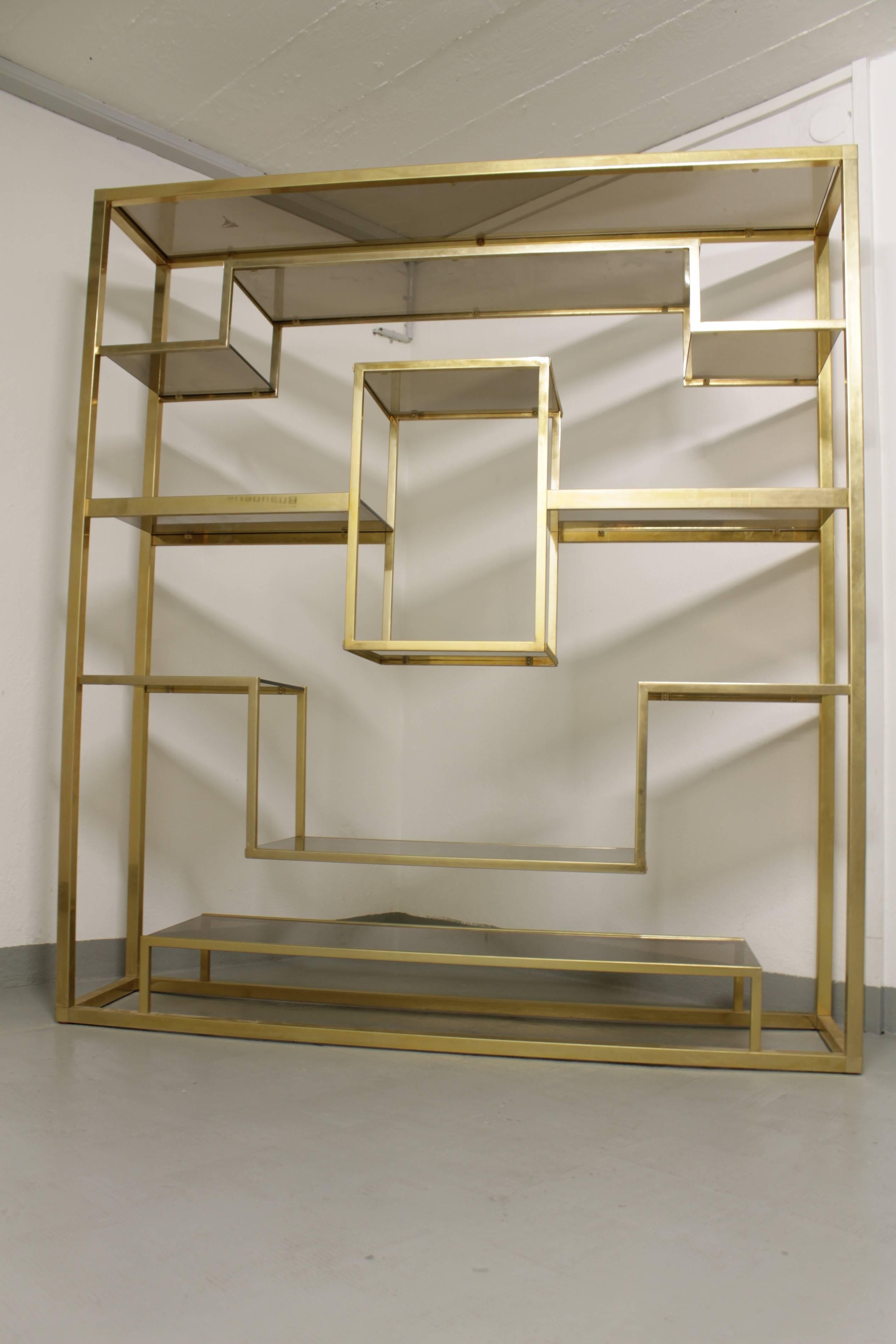 Late 20th Century Brass and Glass Shelf by Romeo Rega
