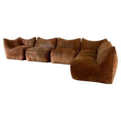 Modulares Fünf-Sitzer-Sofa „Le Bambole“ für B&B Italia, 1977, braunes Roughout-Leder