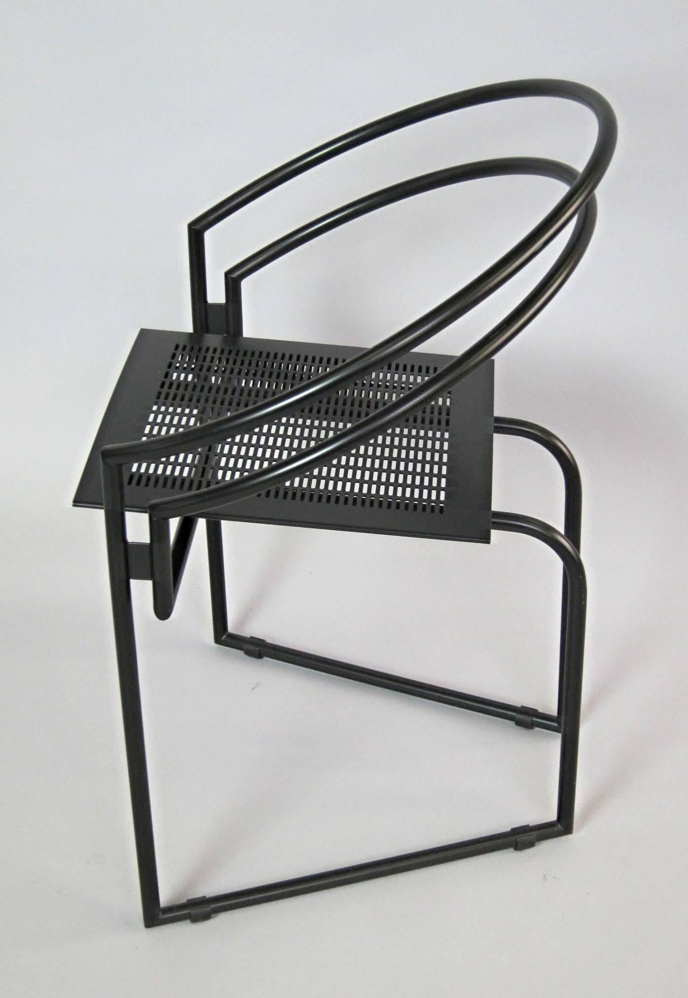 Design by Mario Botta, produced by Alias, Italy in the late 1980s, black lacquered metal.