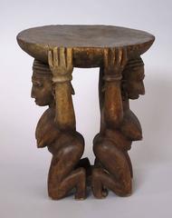 Double Female Shape Bambara Stool, Mali Africa