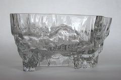 Impressive and Heavy Tapio Wirkkala Sculptural Glass Bowl, 1970s