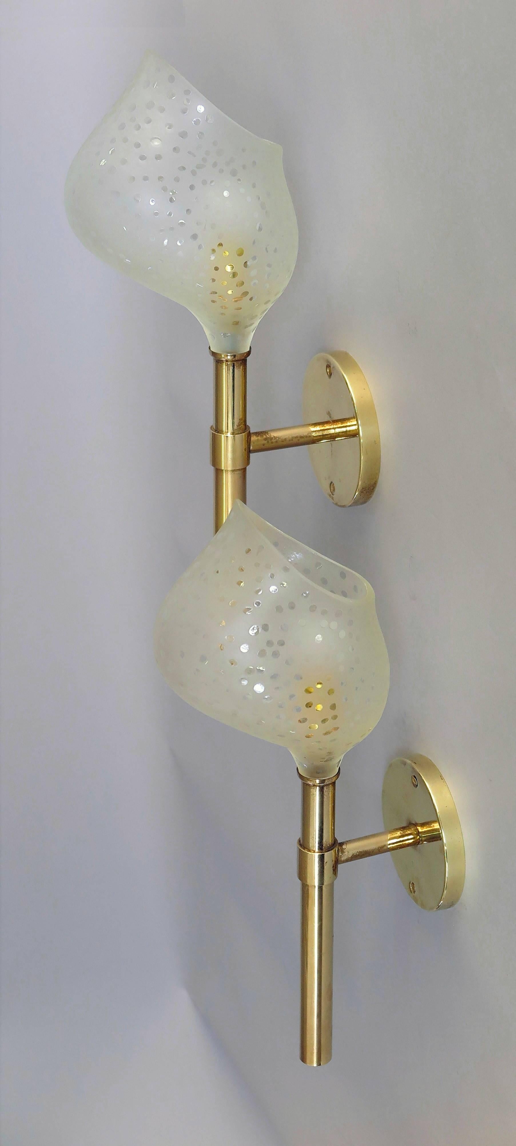 Mid-Century Modern Pair of Stunning Torch Sconces, France, 1950s For Sale