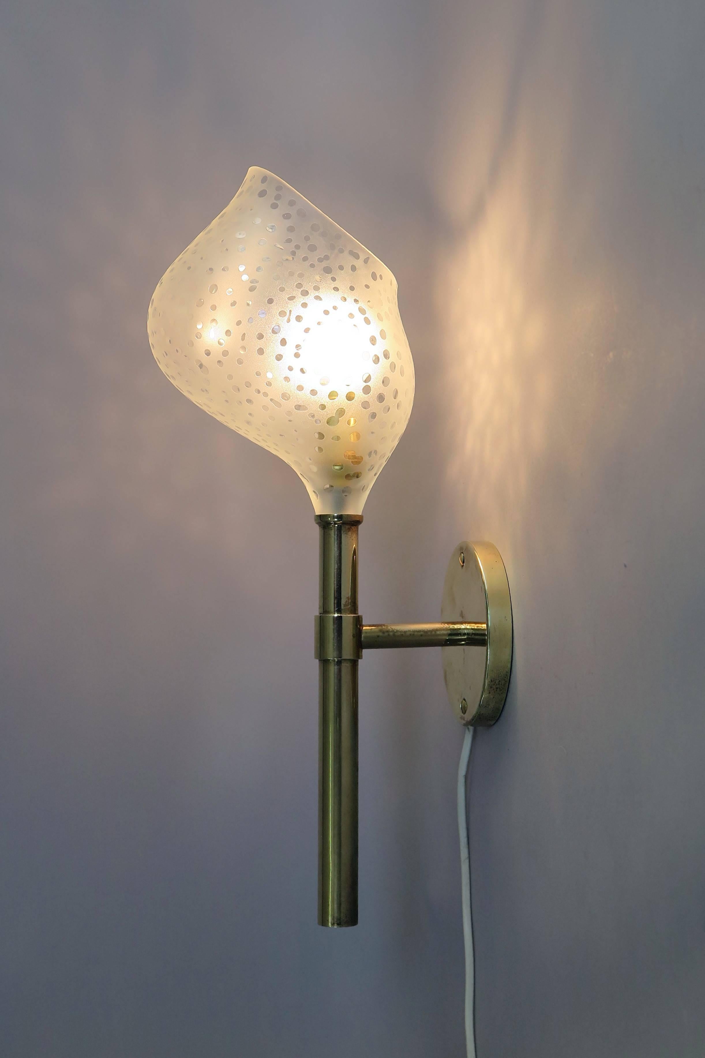 Brass Pair of Stunning Torch Sconces, France, 1950s For Sale