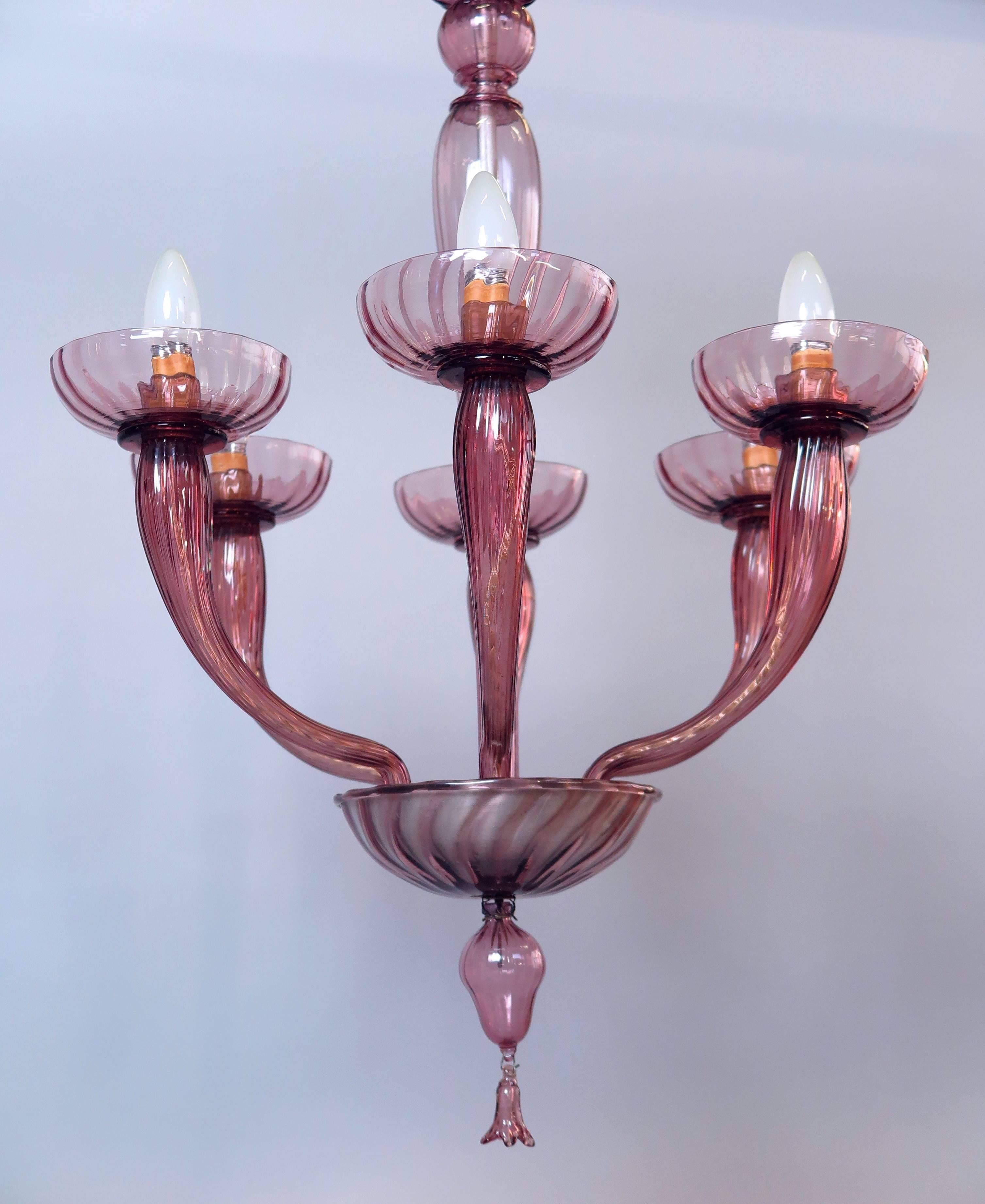Venini Glass Chandelier 1930, Marked In Excellent Condition For Sale In Bern, CH