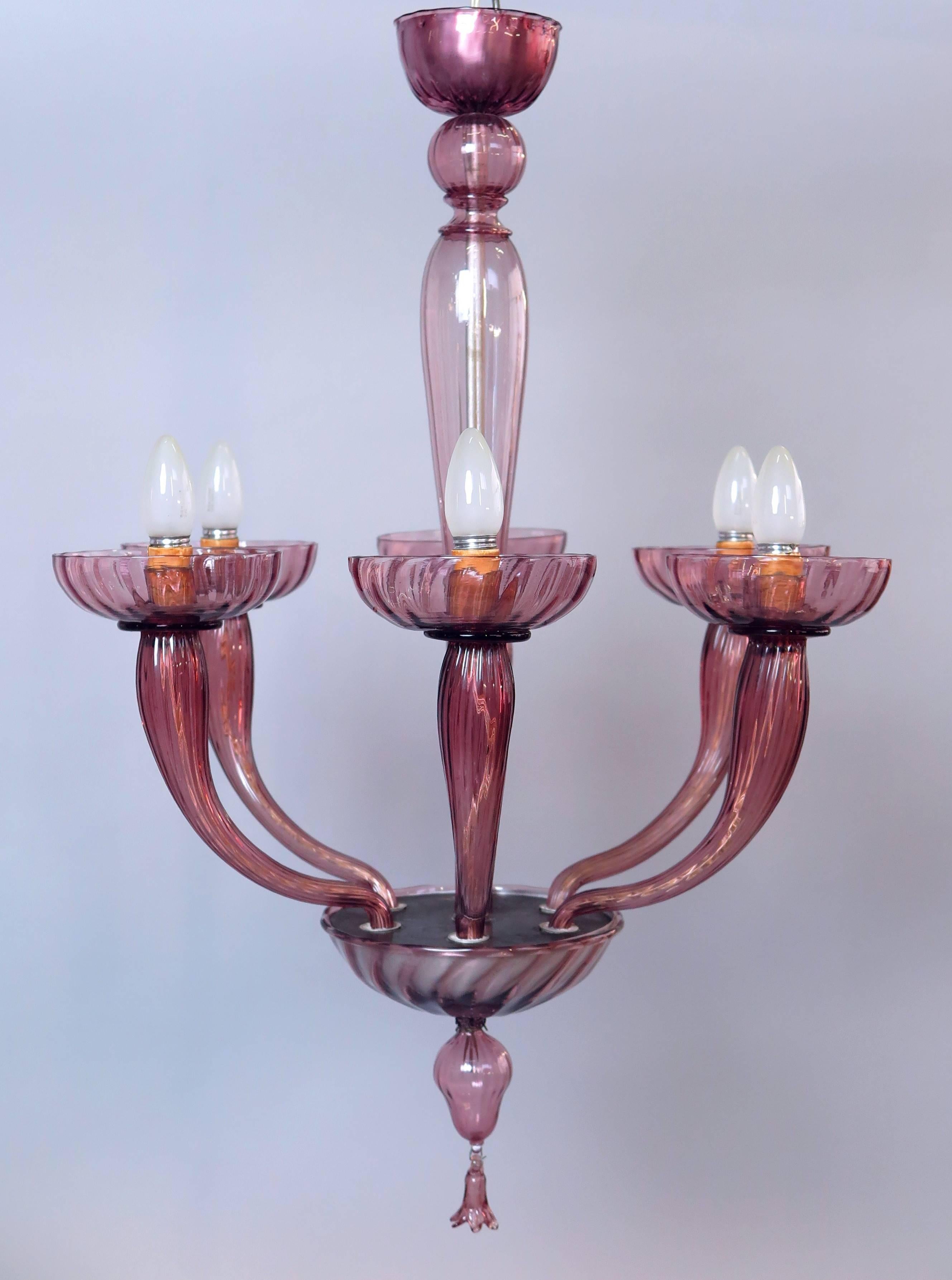 Venini Glass Chandelier 1930, Marked For Sale 1