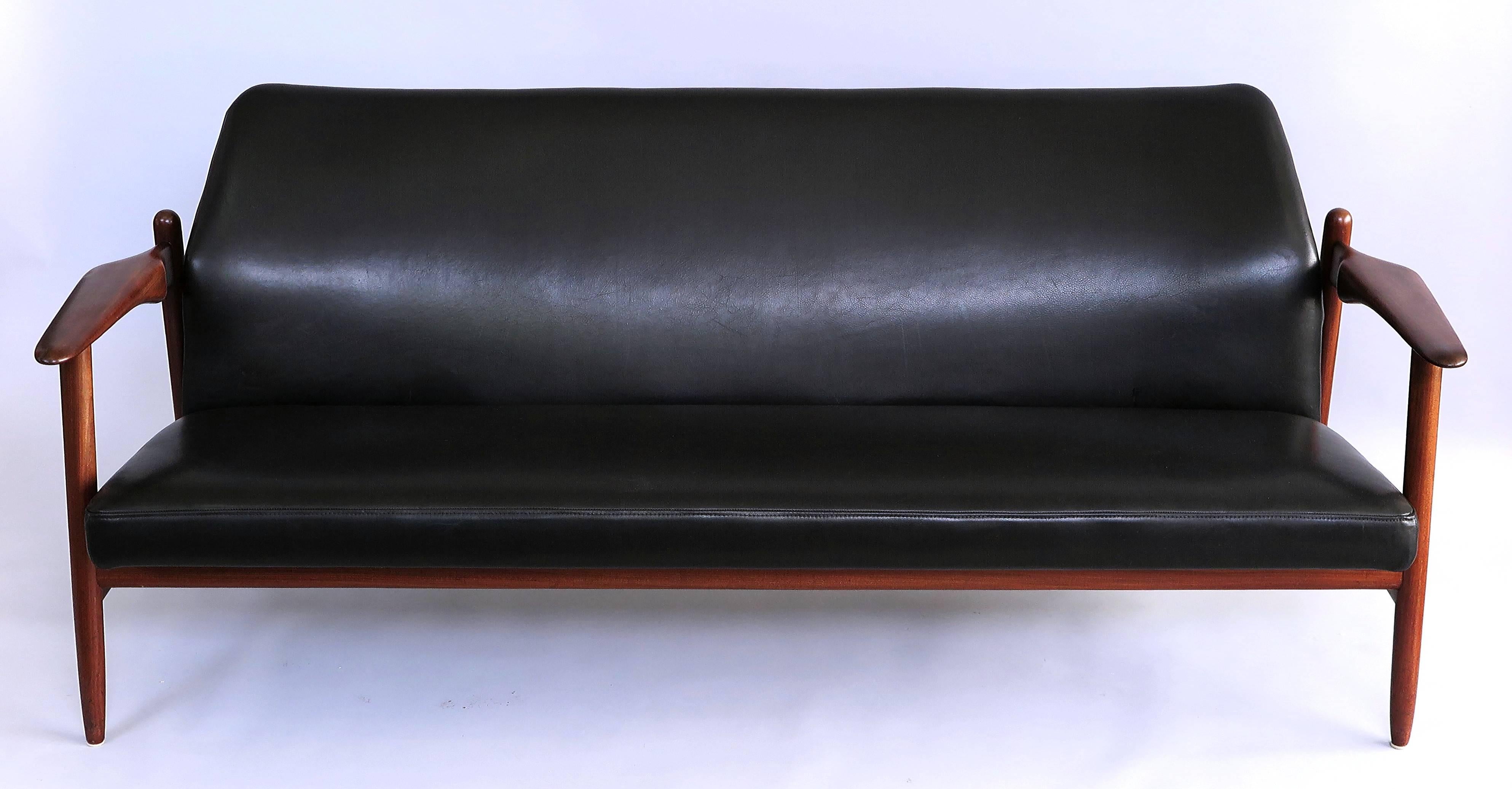 Dutch Three-Seat Leather Sofa, 1950s