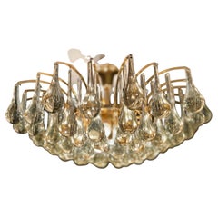 Palme & Walter Chandelier, Murano Glass, Gold-Plated Brass, 1970s