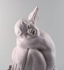 Large Hjorth 'Bornholm' Glazed Stoneware Figure in the Form of a Boy / Faun