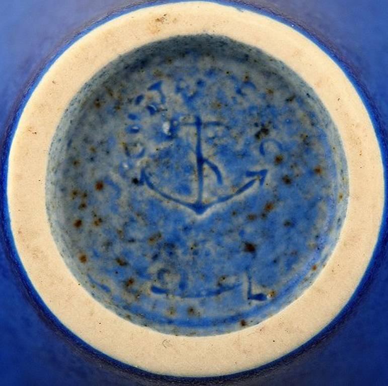 Swedish Stig Lindberg, Gustavberg, Two Pottery Vases in Blue Glaze