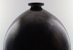 Large Patinated Metal Floor Vase, Base in Plain Weave