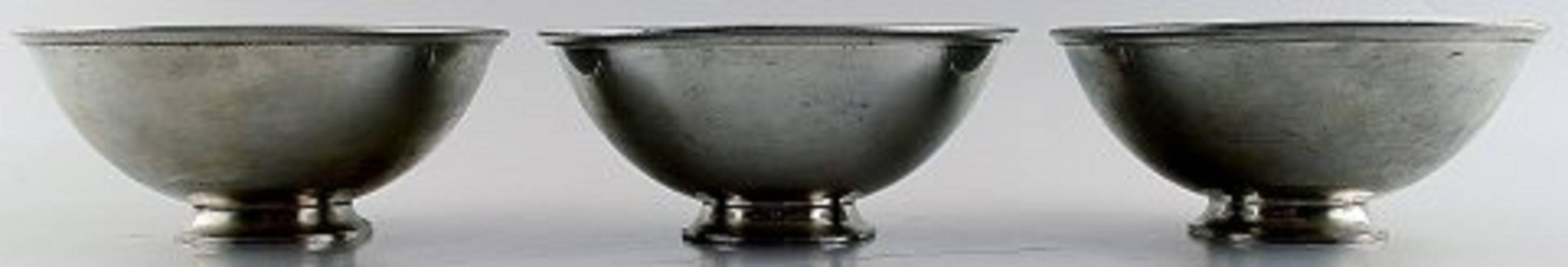 Danish Just Andersen Art Deco Six Pewter Bowls, Number 1306