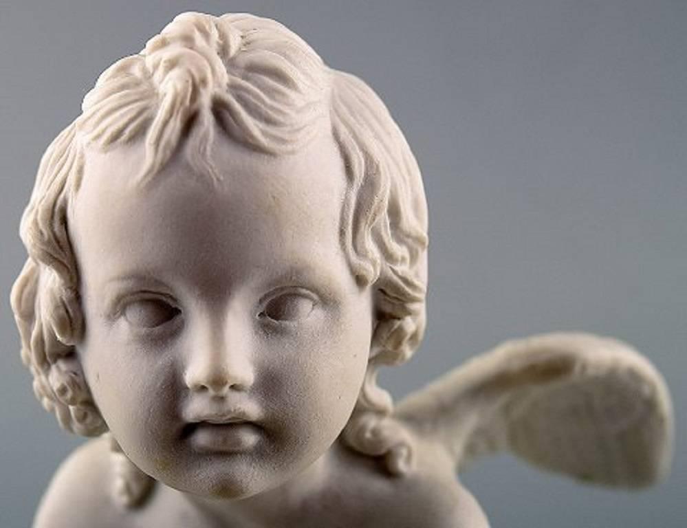 Neoclassical Antique Royal Copenhagen Biscuit Figure Cupid, Angel, Late 19th Century
