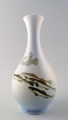 Royal Copenhagen Art Nouveau Vase Decorated with Fish