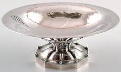 Early Georg Jensen Oval Hammered Sterling Silver Bowl