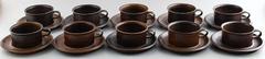 Complete 10 P. Arabia Ruska Stoneware Tea Service, Finnish Design, 1960-1970s