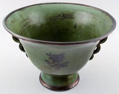 Arabia, Finland, Art Deco Ceramic Vase with Silver Inlay