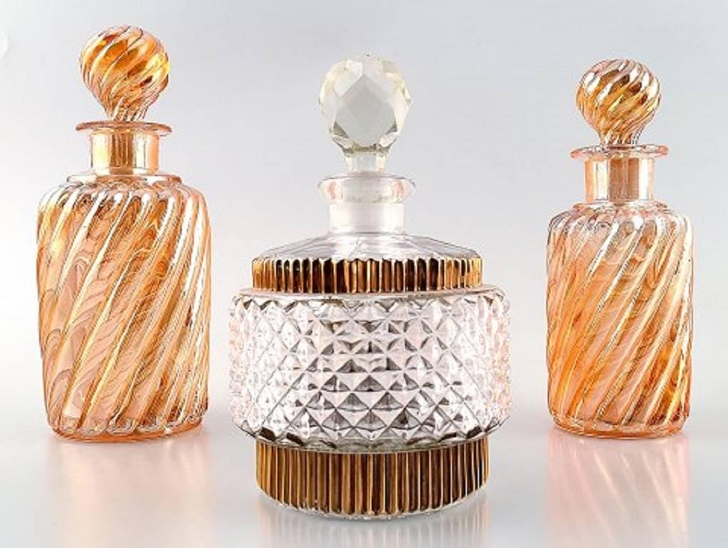 Four Perfume Bottles, Art Glass In Excellent Condition In Copenhagen, DK