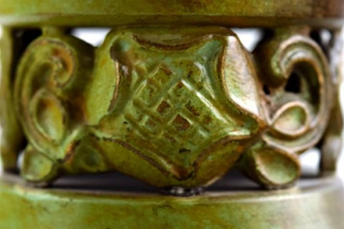 Swedish Ystad Brons, Art Deco Vase in Patinated Bronze, 1940s