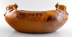 Karl Hansen Reistrup for KäHler, Bowl with Ducks, Uranium Yellow Glaze