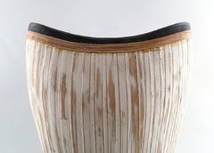 Three Large Modern Pottery Vases, Light Glaze and Wickerwork