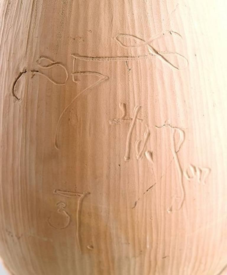 Large Unique Svend Hammershøi for Kähler, Denmark, Unglazed Vase In Excellent Condition In Copenhagen, DK