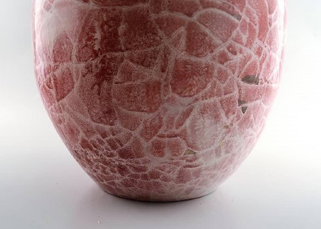 Jens Thirslund Unique Kähler Vase Decorated with Reddish Glaze In Excellent Condition In Copenhagen, DK