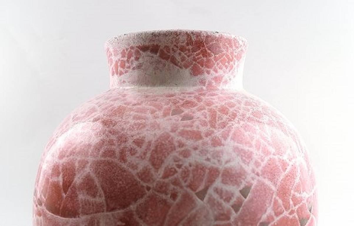Danish Jens Thirslund Unique Kähler Vase Decorated with Reddish Glaze