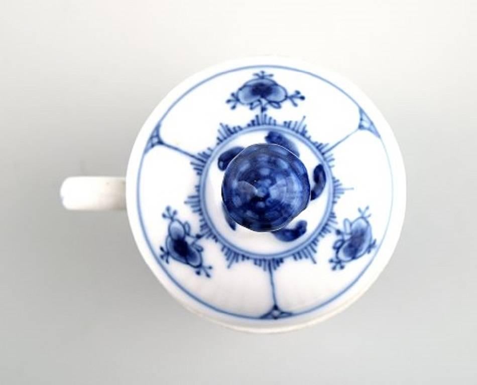 Neoclassical Three Antique Royal Copenhagen Blue Fluted Plain Custard/Cream Cups with Handles