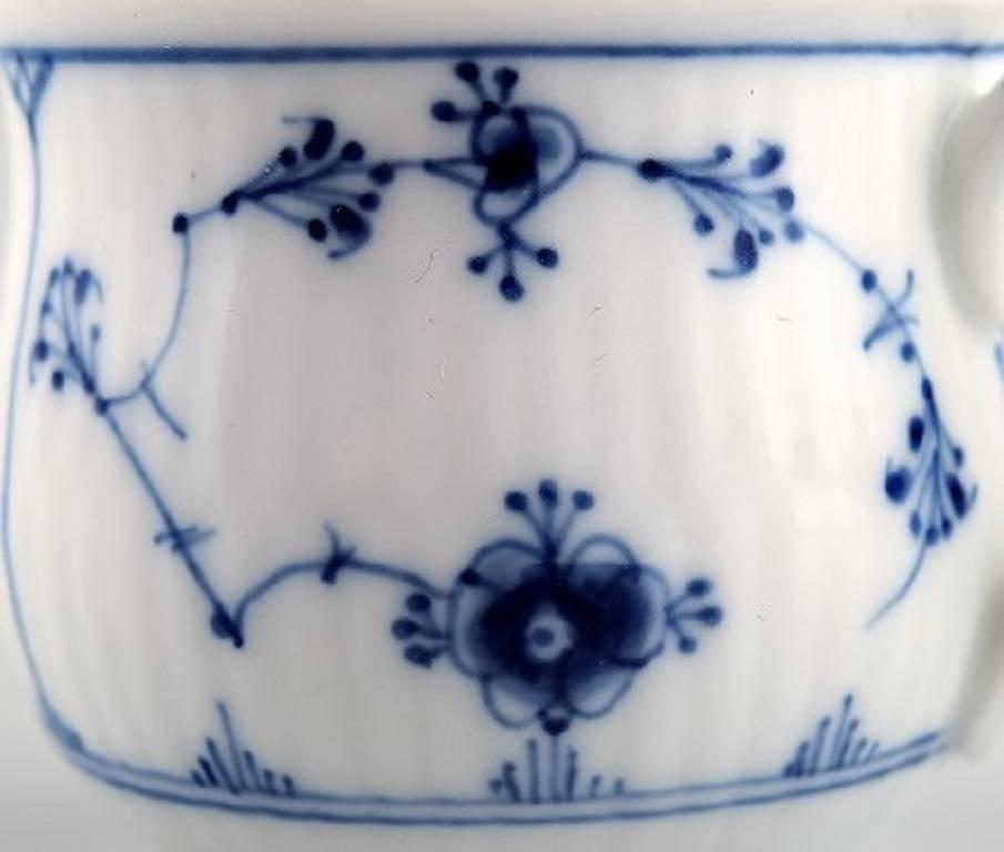 Danish Three Antique Royal Copenhagen Blue Fluted Plain Custard/Cream Cups with Handles