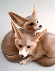 Royal Copenhagen, Modeled by Christian Thomsen in 1901, Pair of Desert Foxes