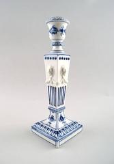 Royal Copenhagen Blue Fluted Plain, Candlestick with Lion Heads