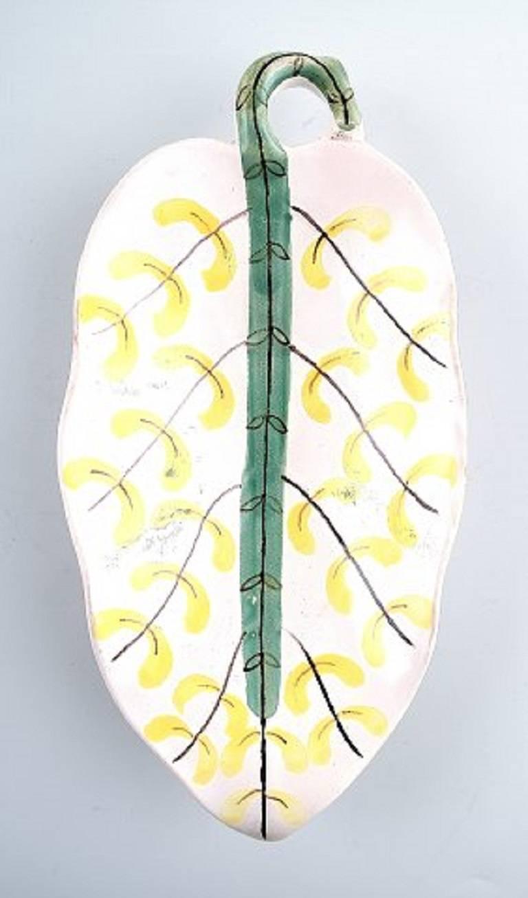 Scandinavian Modern Three Large Unique Hand-Painted Platters, Stig Lindberg, Gustavsberg Studio For Sale