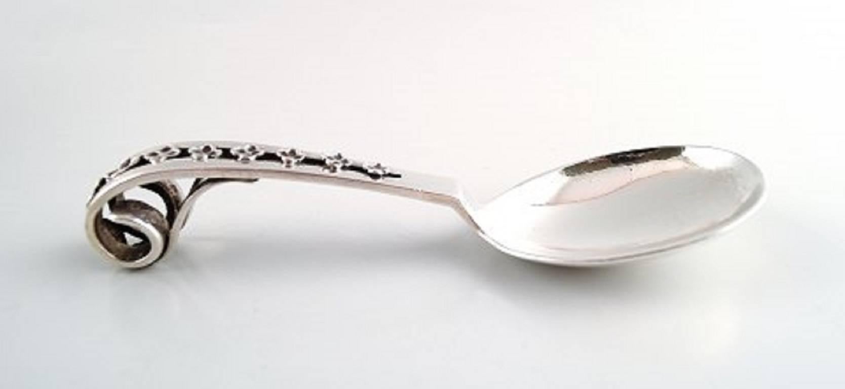 Arne Bang Pottery Jam Jar with Danish Sterling Silver Spoon, Mid-20th Century In Excellent Condition In Copenhagen, DK