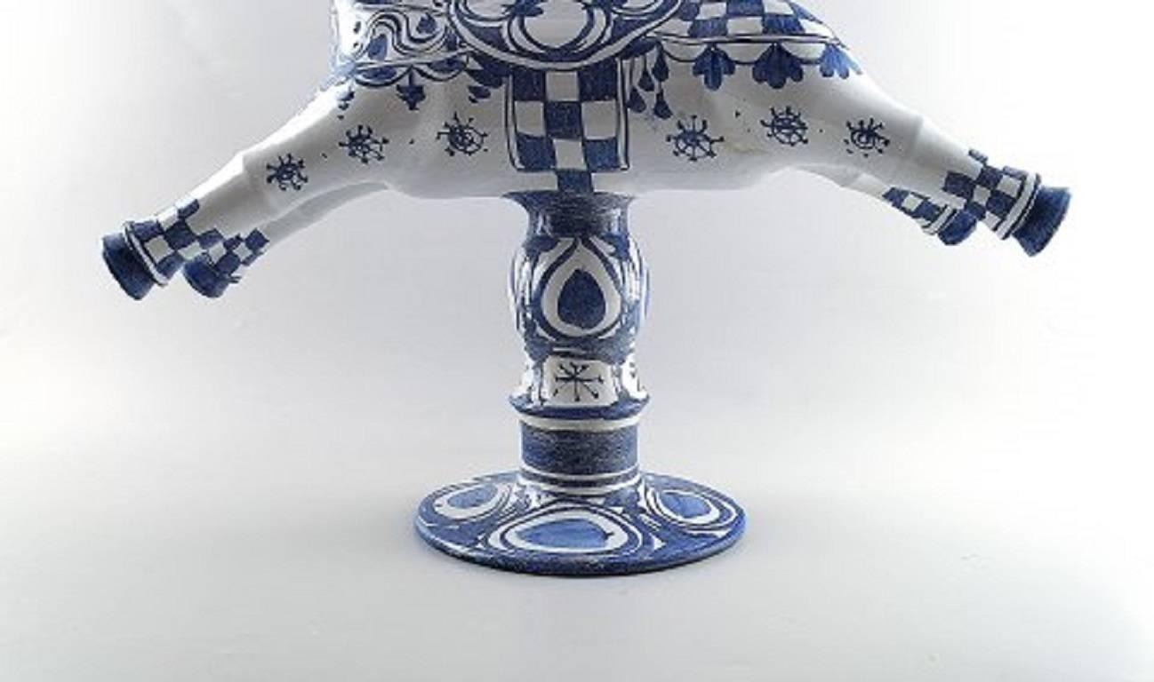 Late 20th Century Huge Bjorn Wiinblad Figure from the Blue House, Candlestick Rider on Horseback