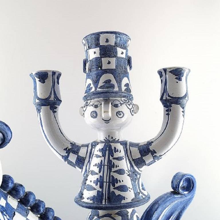 Danish Huge Bjorn Wiinblad Figure from the Blue House, Candlestick Rider on Horseback