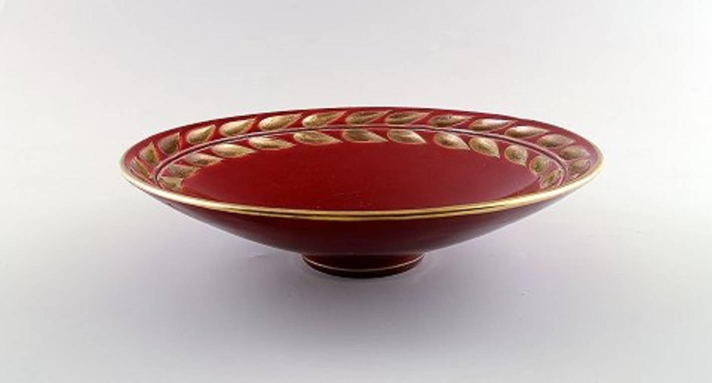 Art Deco Collection of 'Red Rubin' Pottery with Red Glaze with Gold, Upsala-Ekeby, Gefle