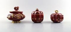 Collection 'Red Rubin' Pottery with Red Glaze with Gold, Upsala-Ekeby, Gefle