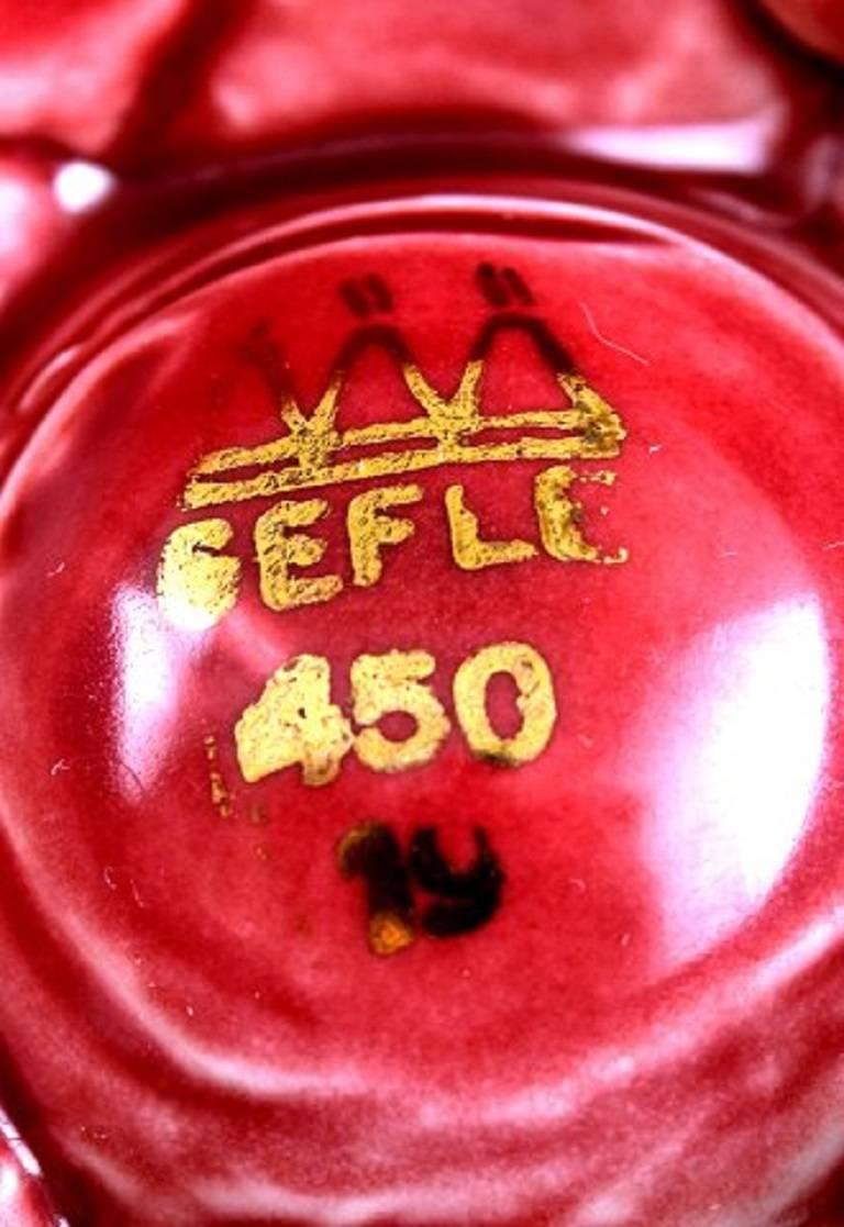 Art Deco Collection of 'Red Rubin' Pottery with Red Glaze with Gold, Upsala-Ekeby, Gefle For Sale