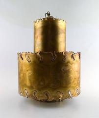 Svend Aage Holm Sorensen, Pair of Ceiling Pendant Lamps in Brass