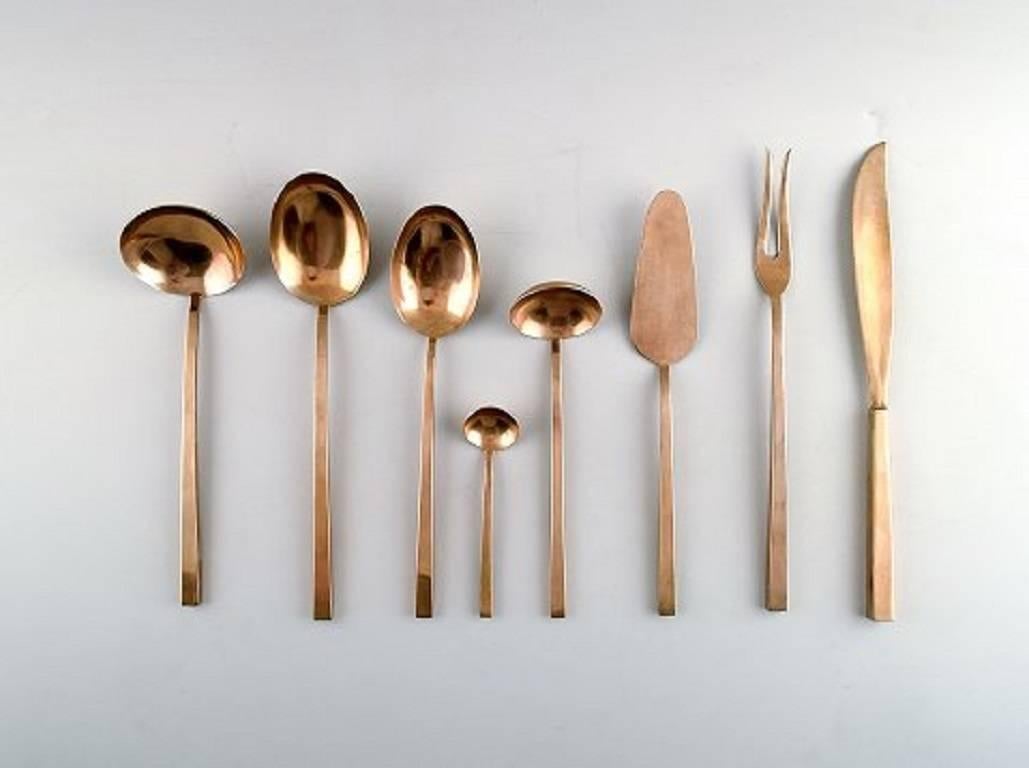 Danish Sigvard Bernadotte 'Scanline' Cutlery in Brass Complete for Six People